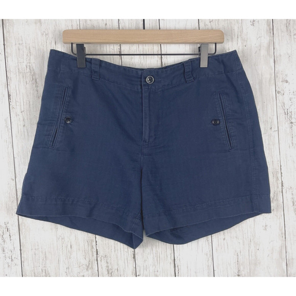 Lauren Ralph Lauren Shorts Womens 8 Blue Linen Blend Lightweight Summer Preppy - Picture 1 of 8